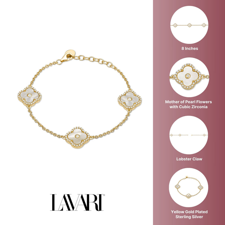 Flora Halo Three-Station Flower Bracelet