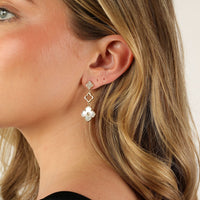 Flora Grand Triple Flower Cubic Zirconia Drop Earrings