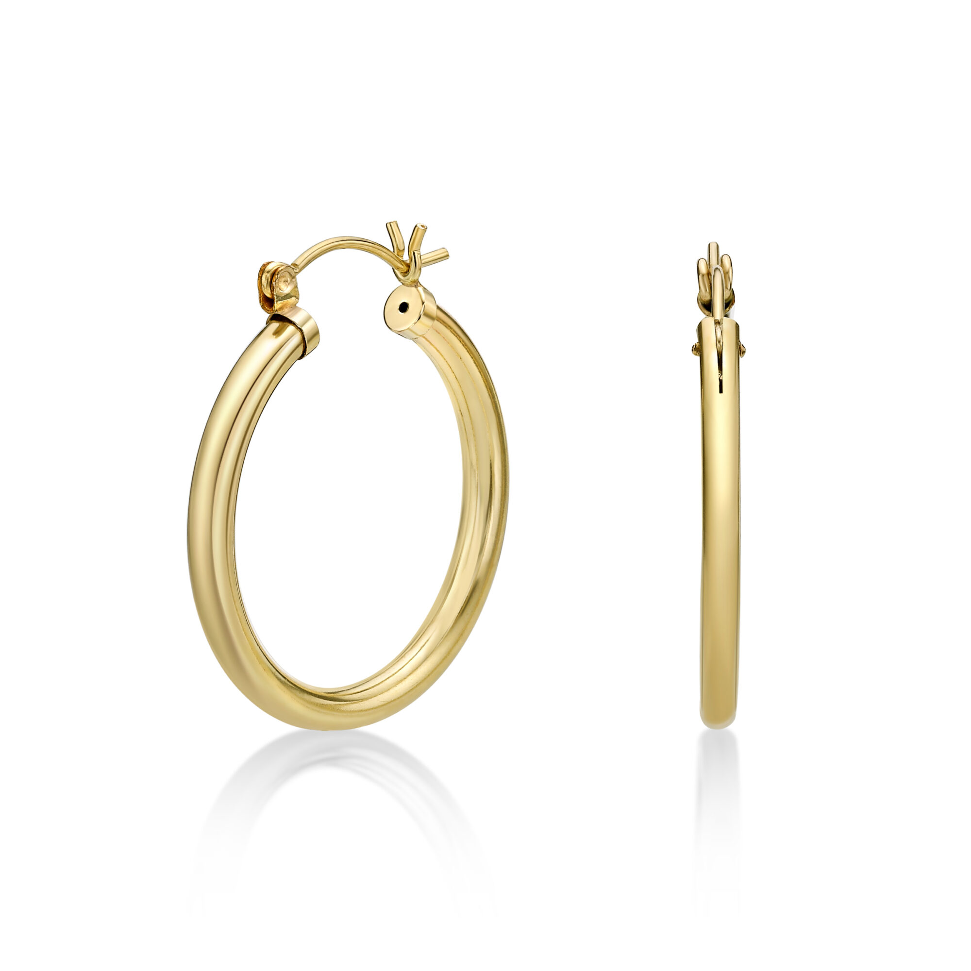 Lavari Jewelers Women’s Filled Snap Down Hoop Earrings, 14K Yellow Gold, 28 MM
