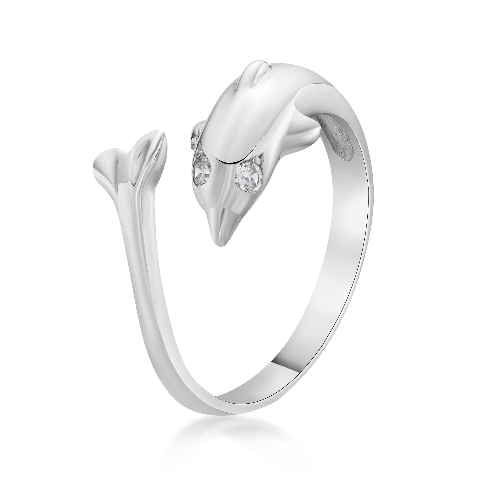 10k Solid Gold Cubic Zirconia Dolphin Crossover Adjustable Ring or Toe Ring 