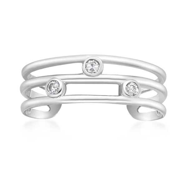 Lavari Jewelers Women's Triple Band Toe Ring, 10K White Gold, Cubic Zirconia, 5 MM