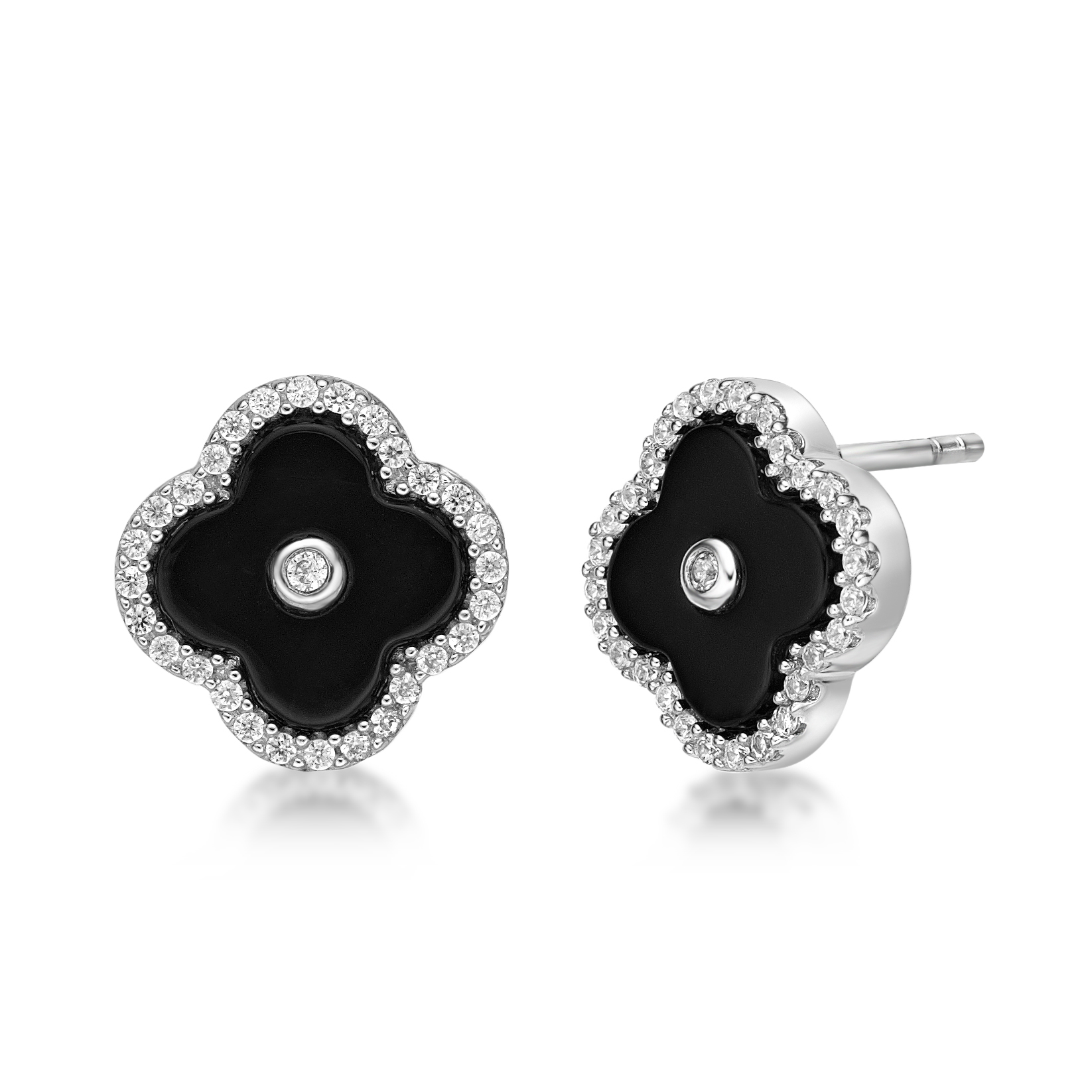 Post Style Earrings Sterling Silver Setting With Black Onyx 