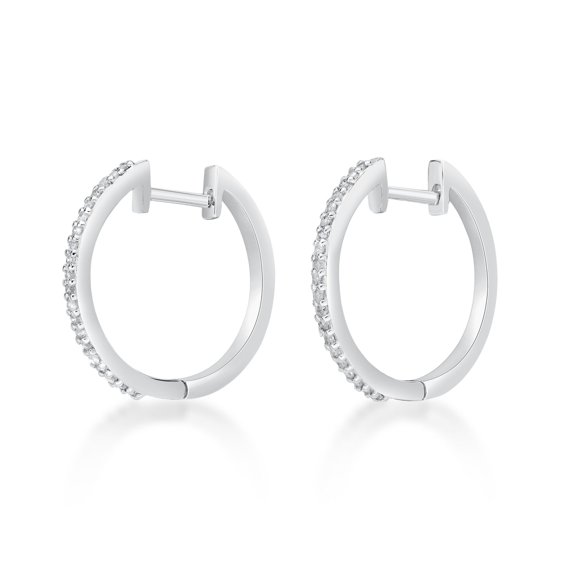 Lavari Jewelers Women’s Diamond Hoop Earrings, Sterling Silver, .16 Cttw, 17 MM