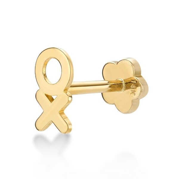 Lavari Jewelers Women's XO Cartilage Earring with Hidden Snap Post, 14K Yellow Gold, 3.3 MM