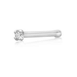Lavari Jewelers Women's Diamond Stud Nose Ring, 14K White Gold, .01 Carat, 22 Gauge, 1.3 MM