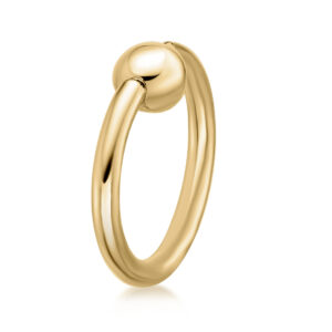 16 Gauge 14K Yellow Gold Captive Bead Universal Hoop Ring
