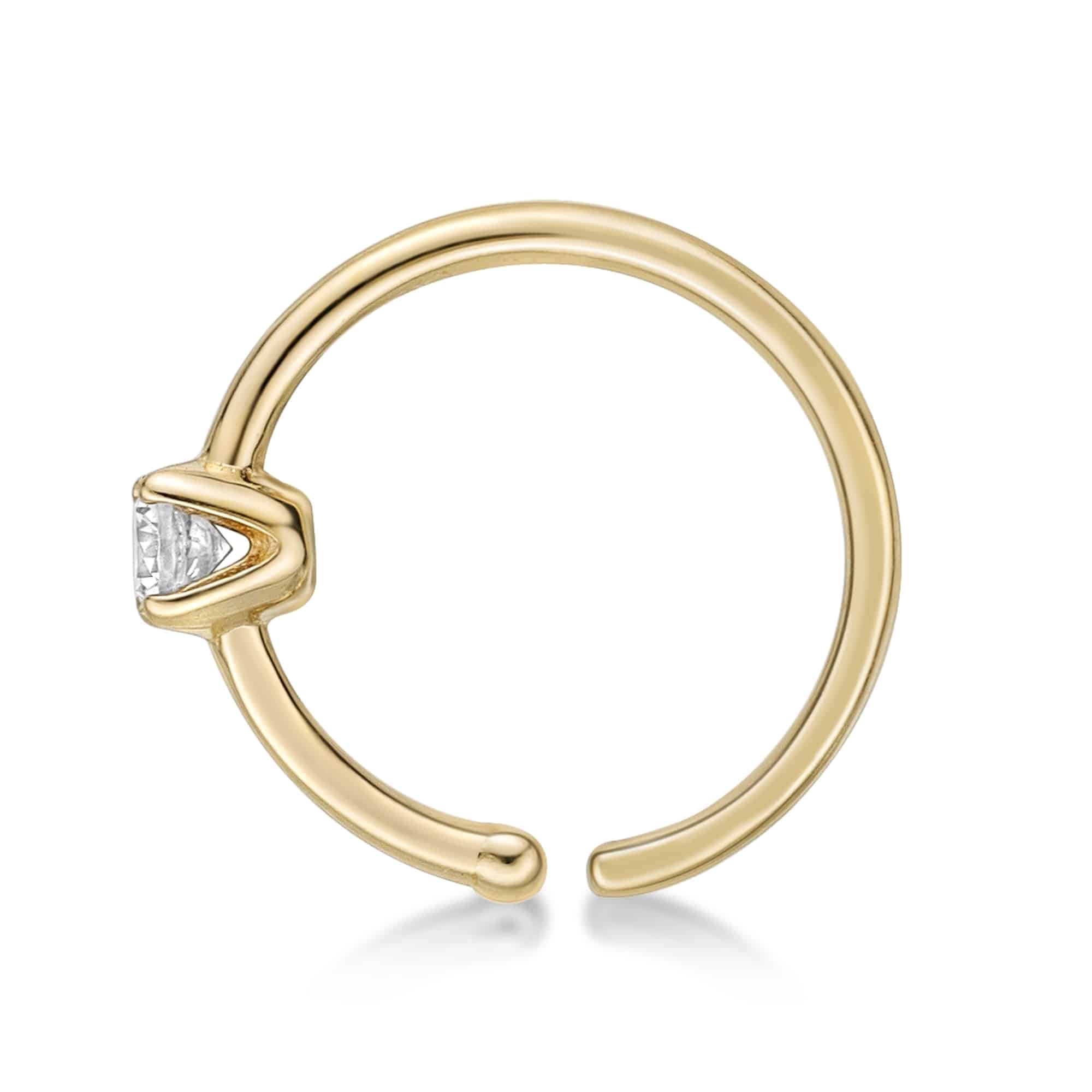 Lavari Jewelers Women's Hoop Nose Ring, 14K Yellow Gold, 2 MM Cubic ...