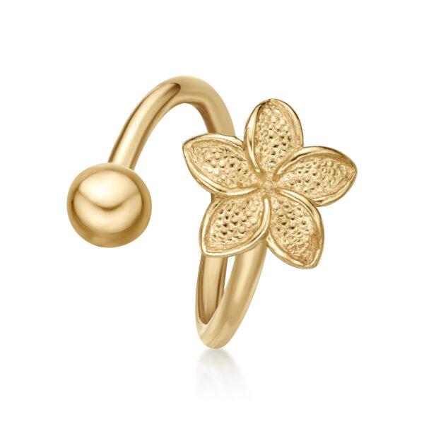 Lavari Jewelers Women's Lotus Flower Twist Belly Ring, 10K Yellow Gold, 16 Gauge, 9 MM