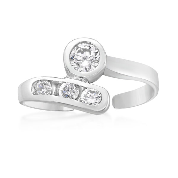 Lavari Jewelers Women's Wrap Adjustable Toe Ring, 10K White Gold, Cubic Zirconia, 8 MM