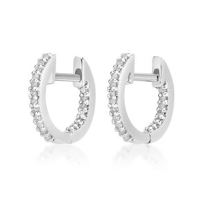 Lavari Jewelers Women’s Diamond Hoop Earrings, 925 Silvering Silver, .12 Cttw, 10 MM