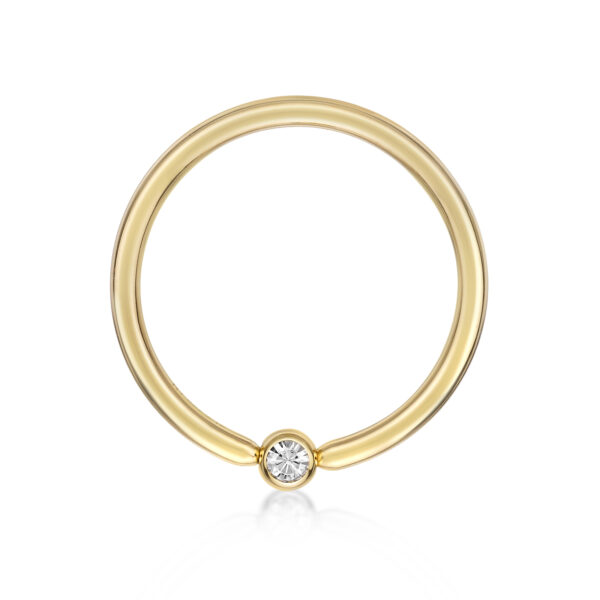 Lavari Jewelers Women's Fixed Captive Bead Nipple Hoop Ring, 14K Yellow Gold, Swarovski Crystal, 5/8 Inch, 14 Gauge
