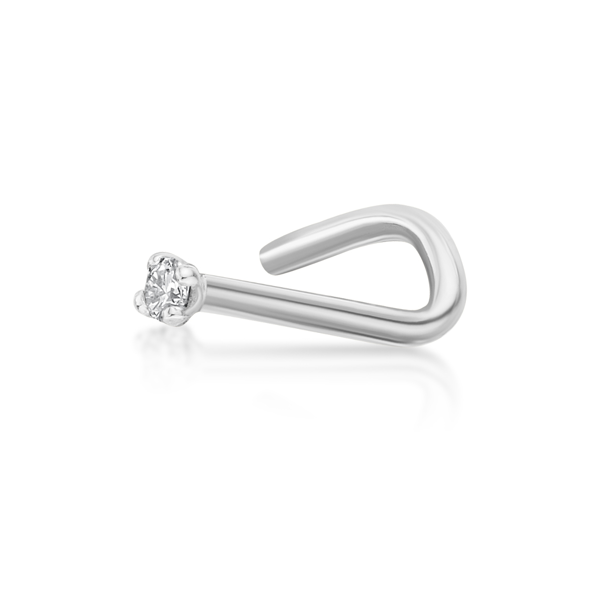 Women's Diamond Curve Stud Nose Ring, 14k White Gold, .01 Carat, 22 Gauge | Lavari Jewelers