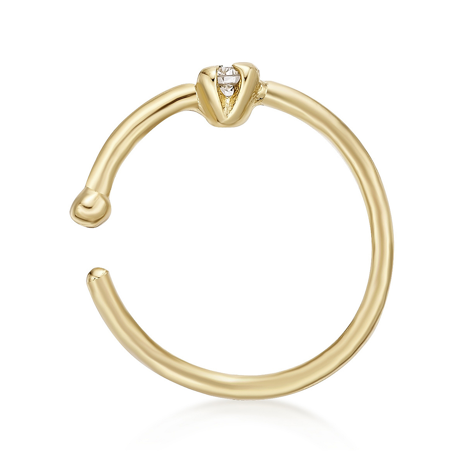 Lavari Jewelers Brown Diamond Curved Nose Screw, 14K Yellow Gold, .01  Carat, 20 Gauge, 1.3 MM