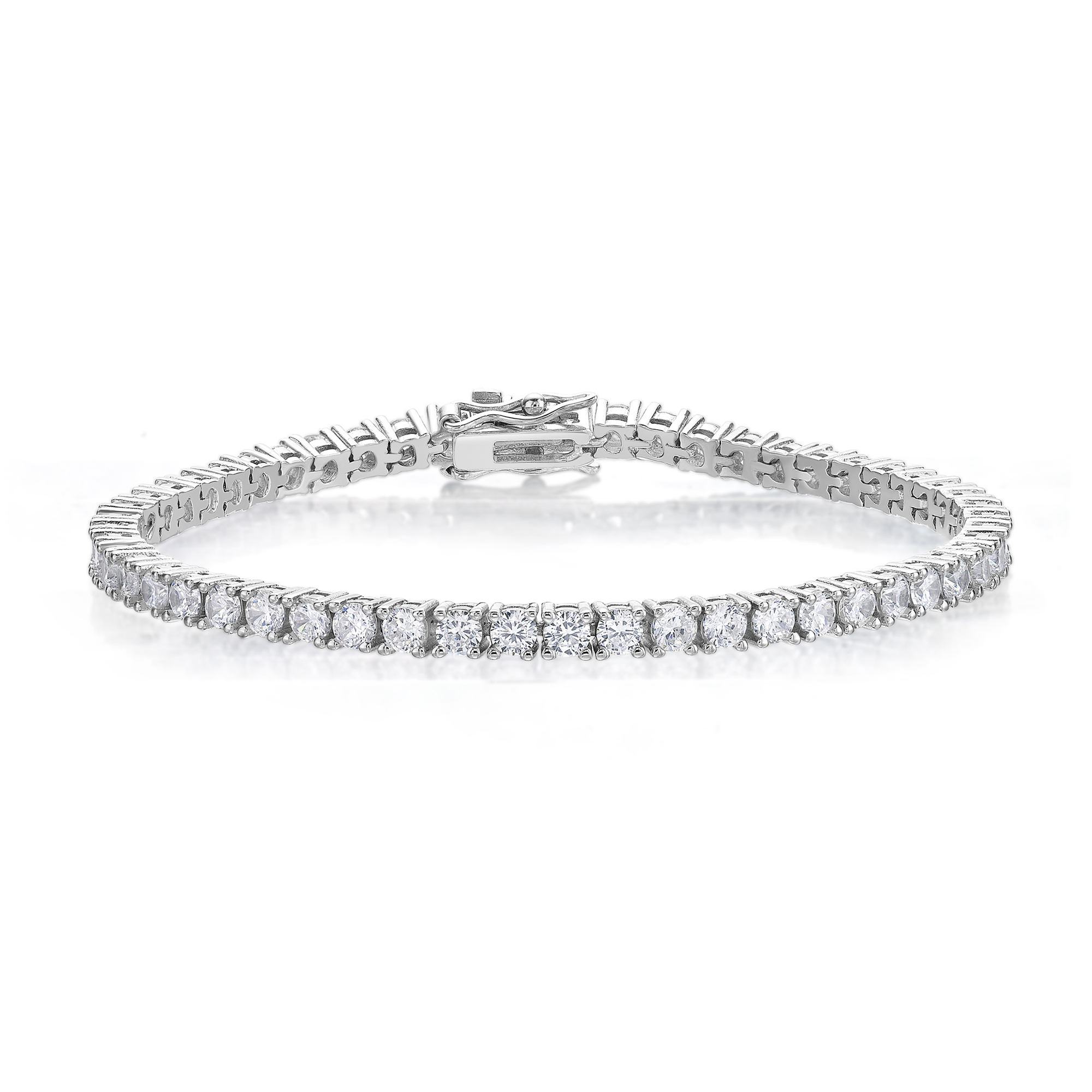 Lavari Jewelers Women's Tennis Bracelet, 925 Sterling Silver, Round Cubic Zirconia, 7 Inches