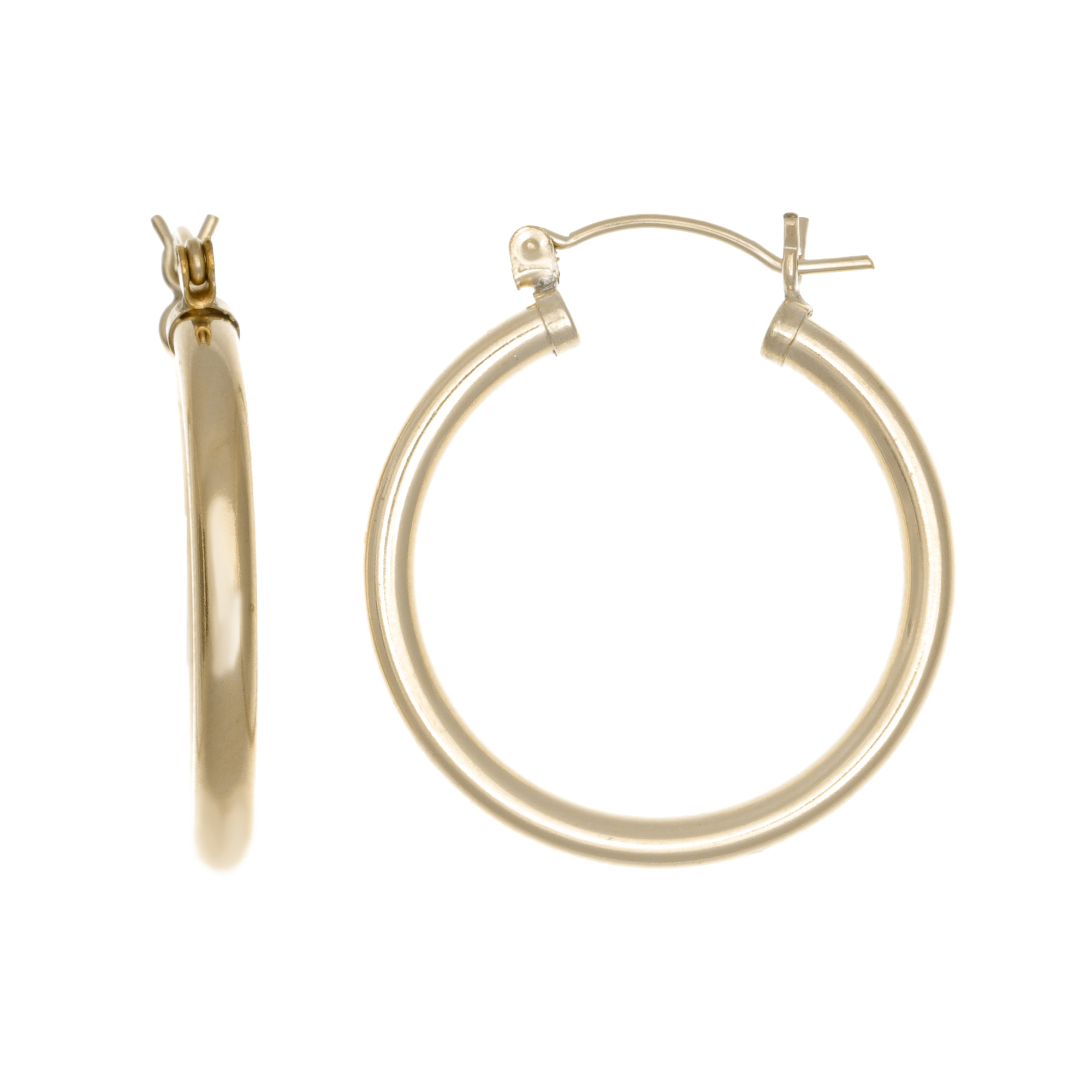 Lavari Jewelers Women's Filled Snap Down Hoop Earrings, 14K Yellow Gold, 28 MM