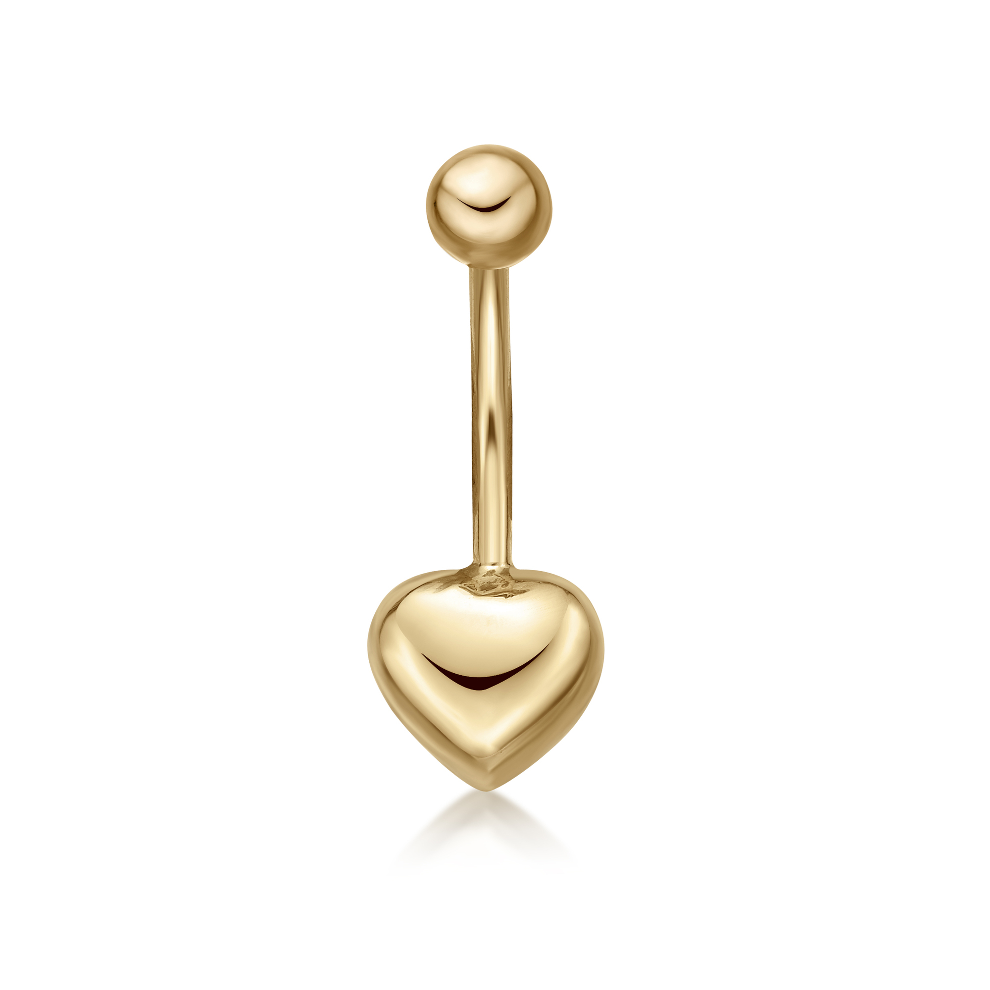 Women's Solid Heart Belly Ring, 10K Yellow Gold, 16 Gauge, 12 MM | Lavari Jewelers