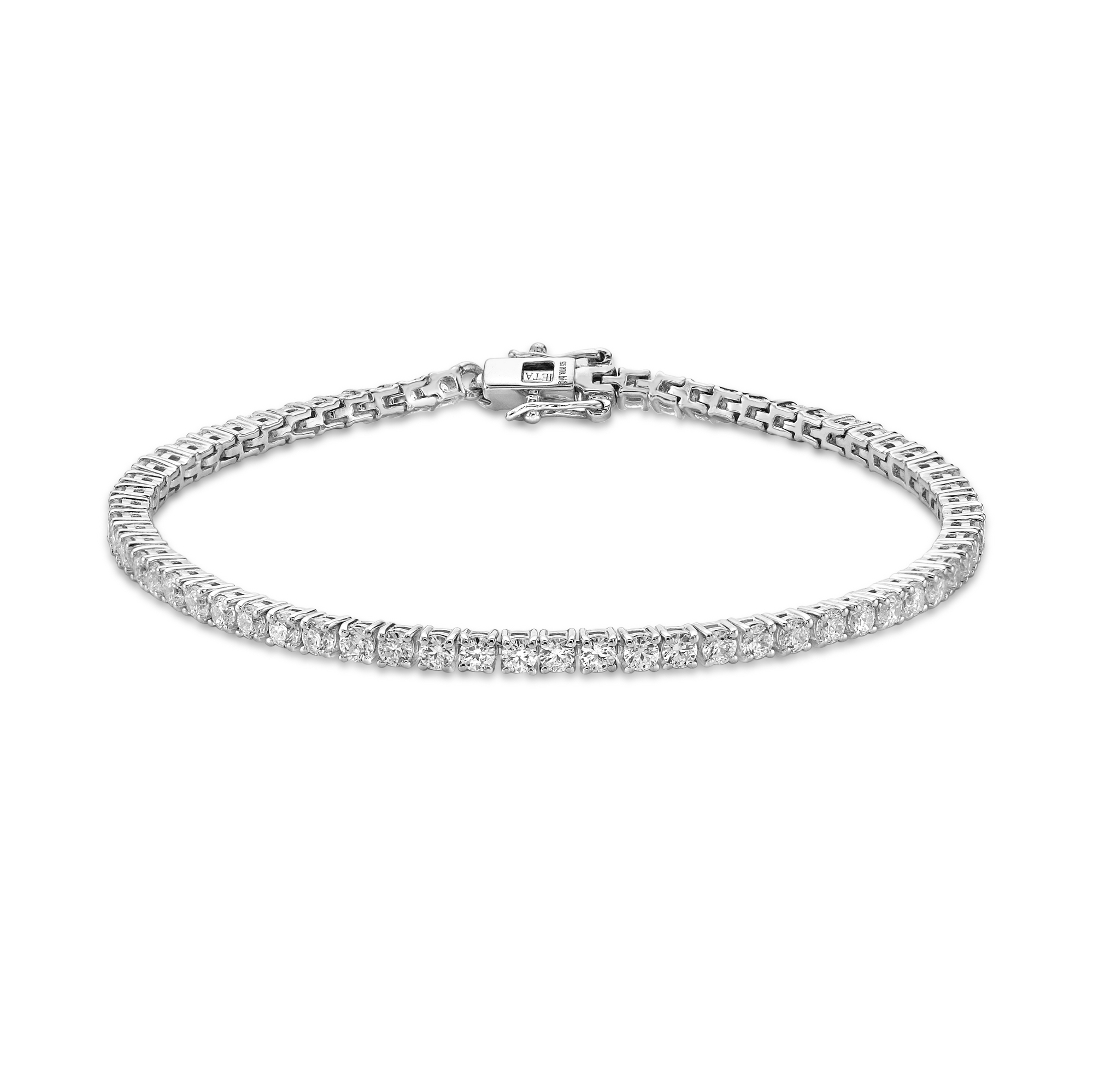 Lavari Jewelers Women's Lab Grown Diamond Tennis Bracelet with Box with Tongue and Safety Clasp, 925 Sterling Silver, 4 Carat, 7.25 Inches Long