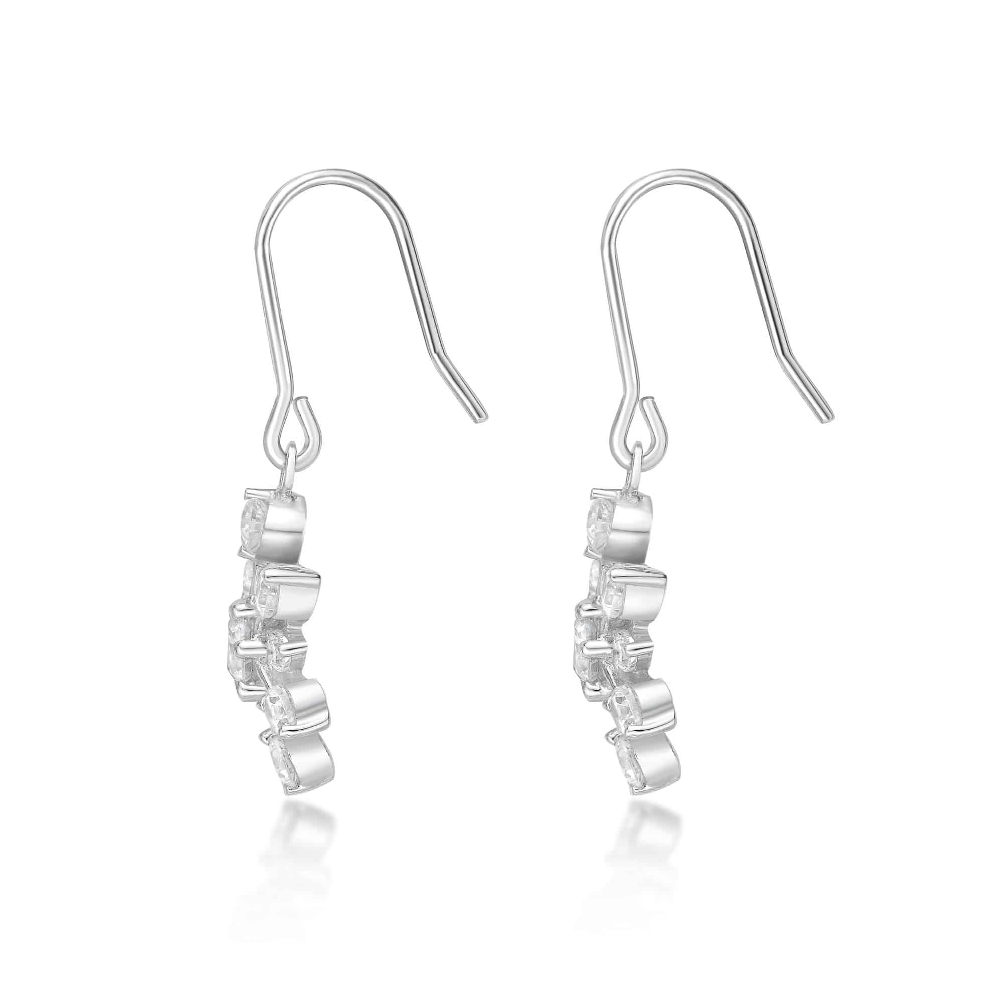 .925 Rhodium Plated Fish Hook Coil Drop Earrings, 1in, with Faceted Ball  Accent, Women, Girls