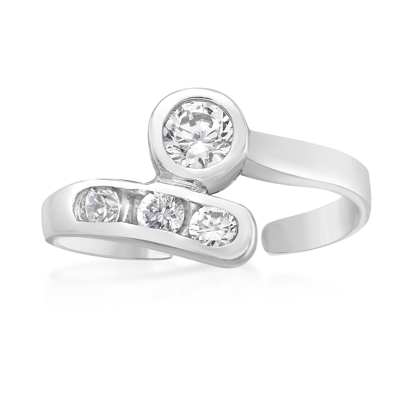 Women's Wrap Adjustable Toe Ring, 10K White Gold, Cubic Zirconia, 8 MM  | Lavari Jewelers