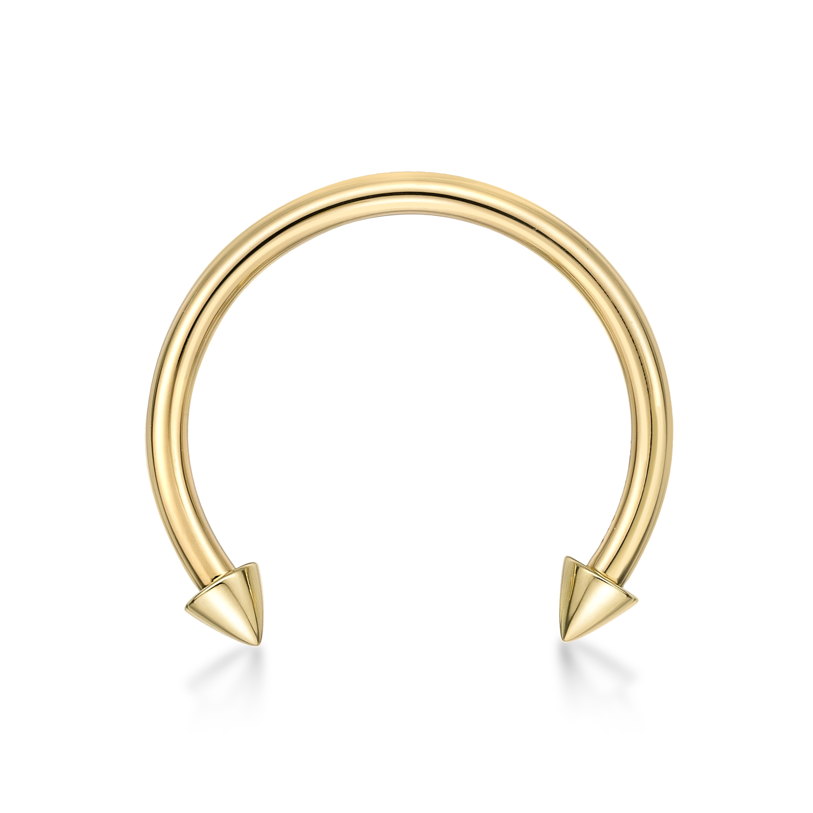 Lavari Jewelers Women's Circular Horseshoe Nipple Ring with Spikes, 14K Yellow Gold, 5/8 Inch, 14 Gauge