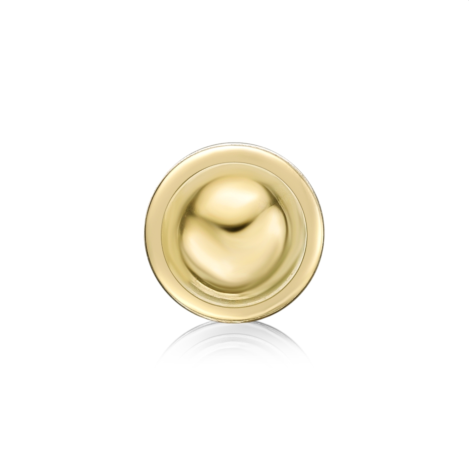 Women's Labret Stud with Hollow Ball, 14K Yellow Gold, 16 Gauge, 3 MM | Lavari Jewelers