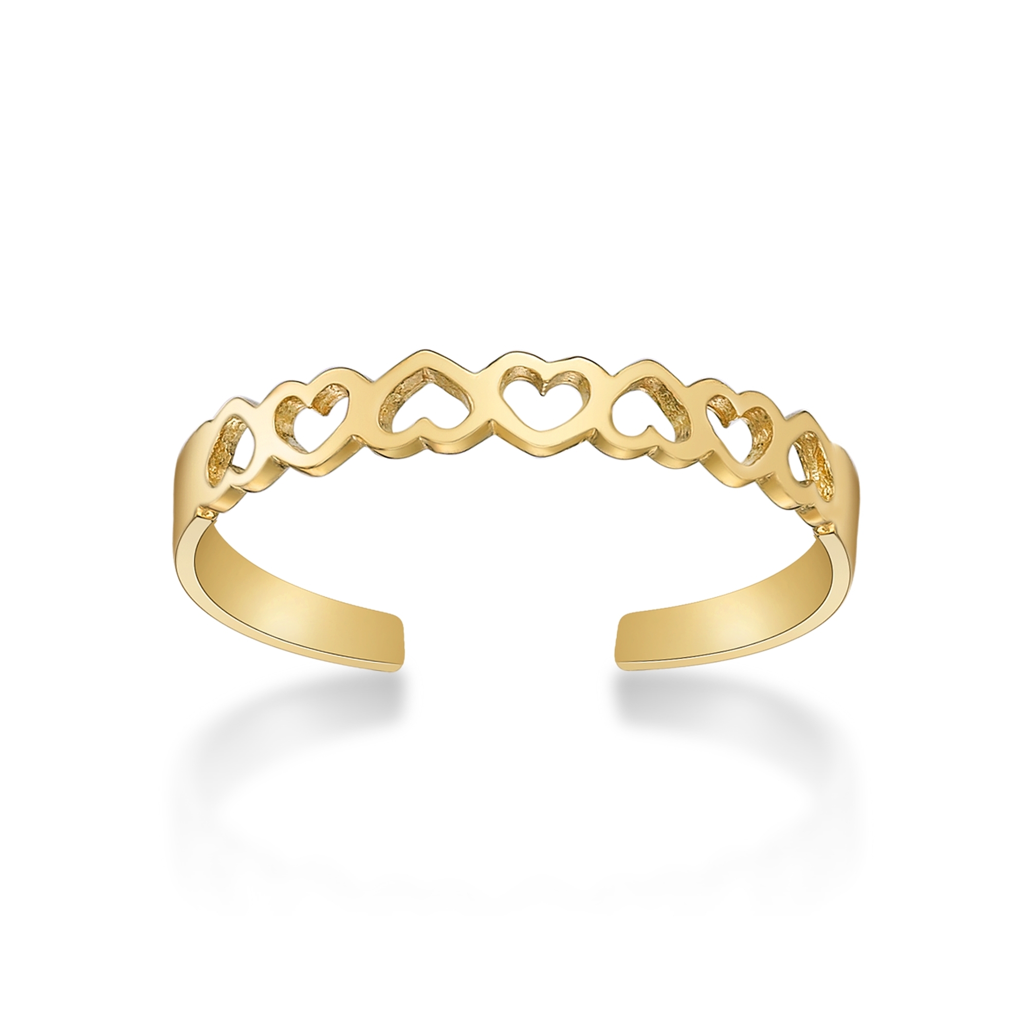 Women's Heart Adjustable Toe Ring, 10K Yellow Gold, 3 MM Wide | Lavari Jewelers