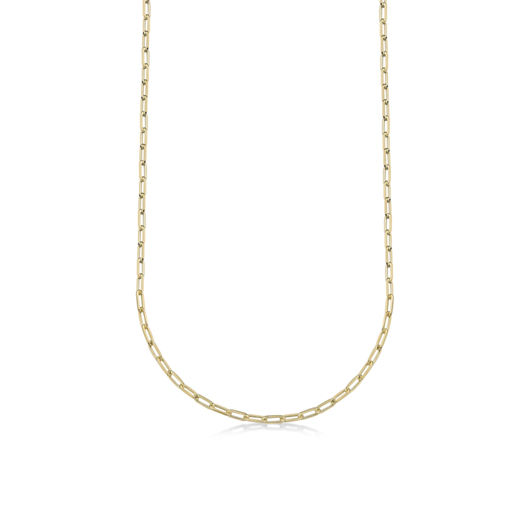 Lavari Jewelers 3.5 MM Paper Clip Link Chain Necklace, Yellow Gold Plating 925 Sterling Silver, 16 Inches