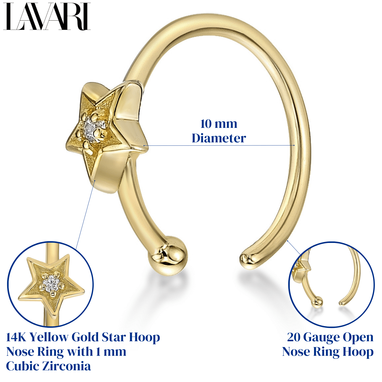 52137 nose ring default collection yellow gold cubic zirconia round 1mm