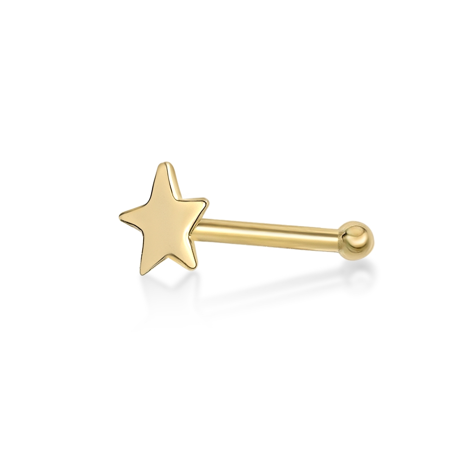 Lavari Jewelers Women's Star Straight Bone Stud Nose Ring, 14K Yellow Gold, 20 Gauge