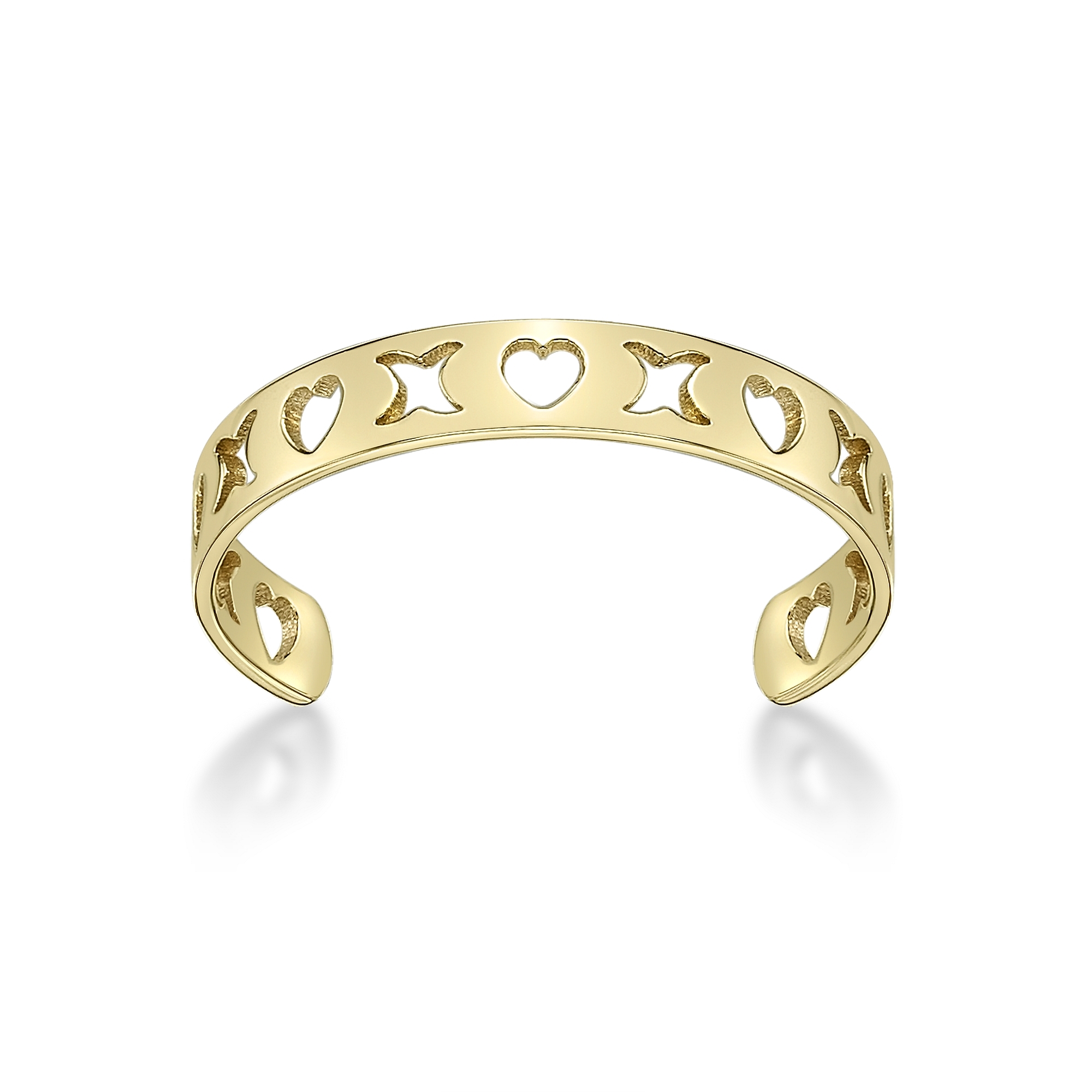 Lavari Jewelers Women's XO Cutout Adjustable Toe Ring, 10K Yellow Gold