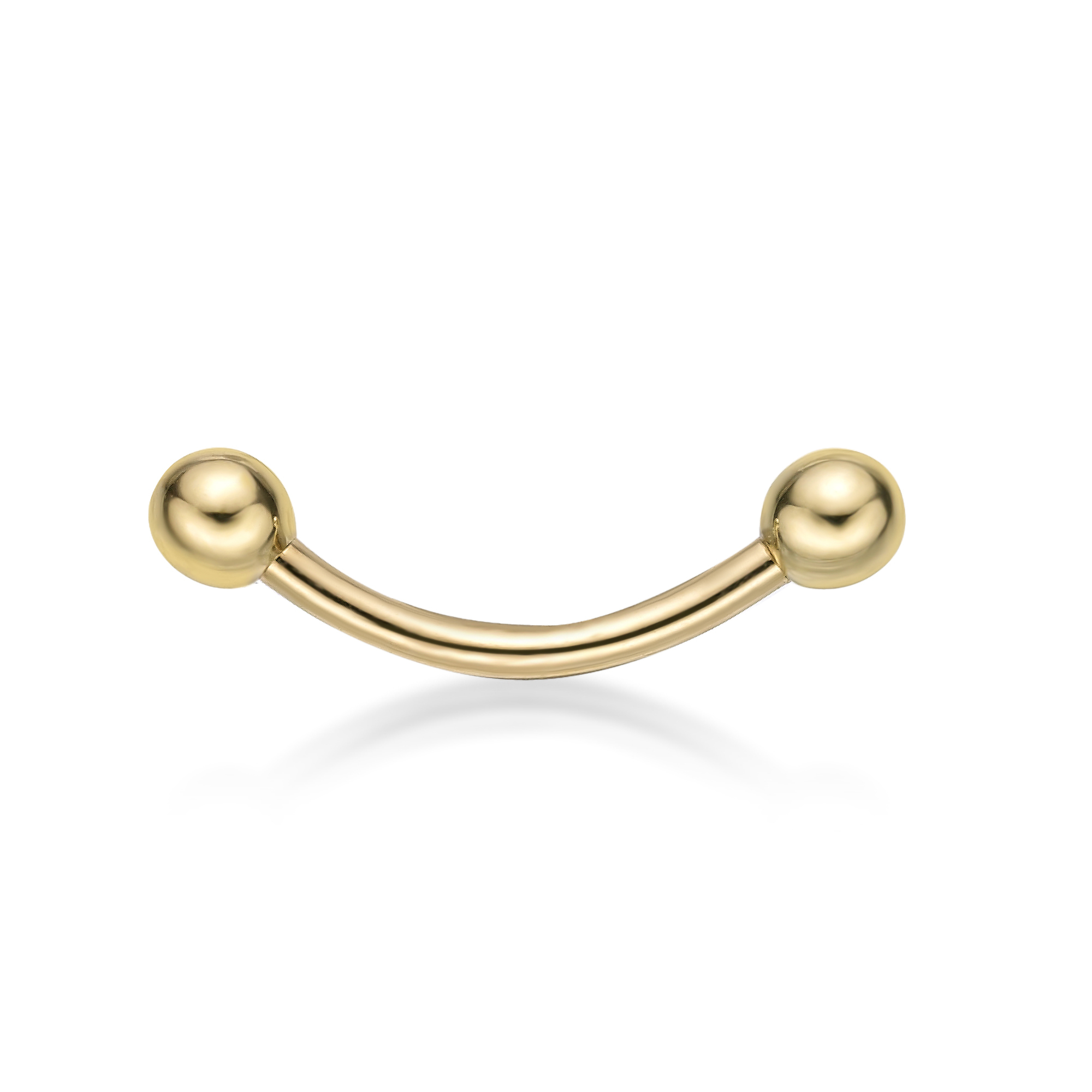 16 Gauge 14K Yellow Gold Curved Barbell Eyebrow Ring, 3/8