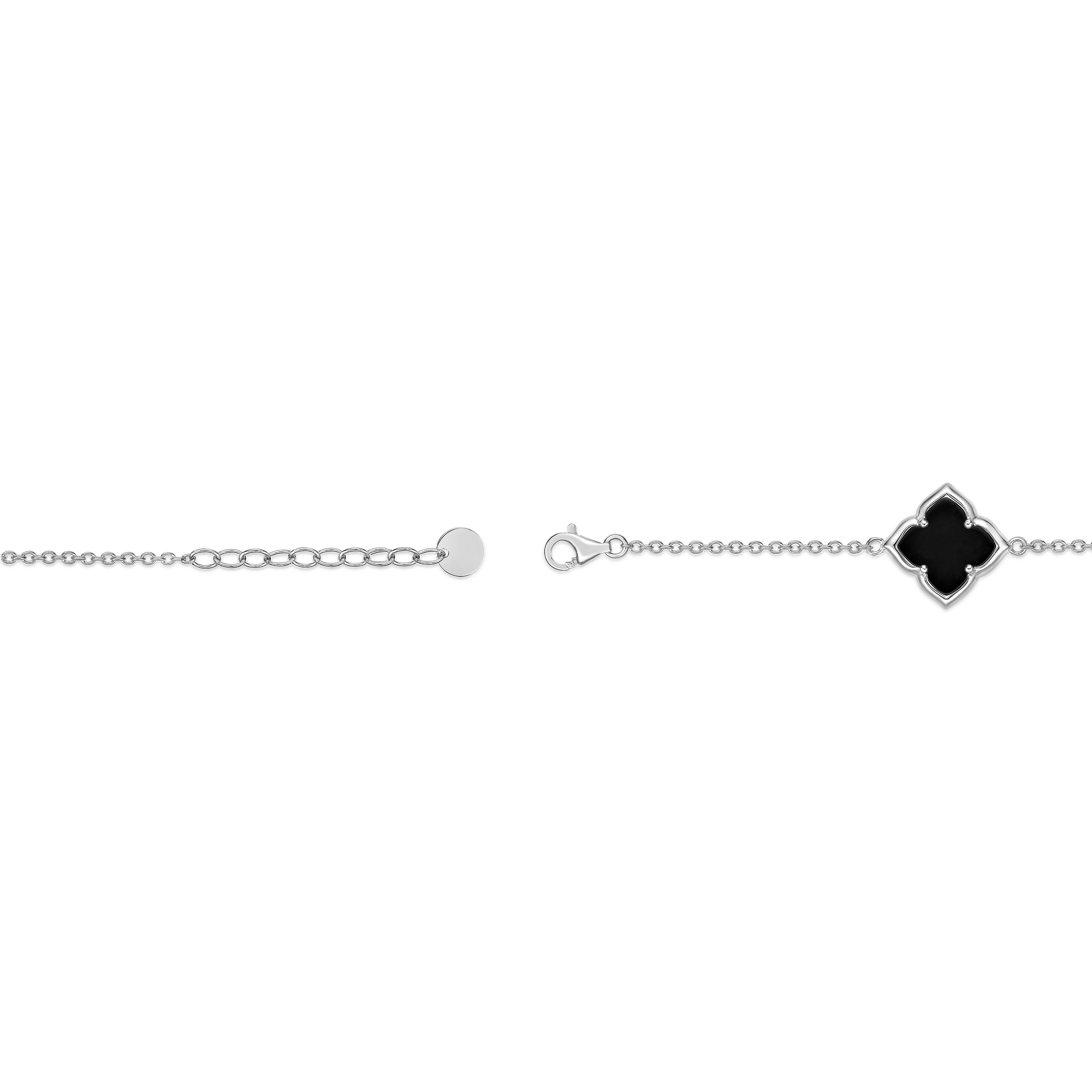 Lavari Jewelers Women’s Black Onyx 3 Clover Bracelet with Lobster Clasp, 925 Sterling Silver, 7-8 Inches - Black Onyx