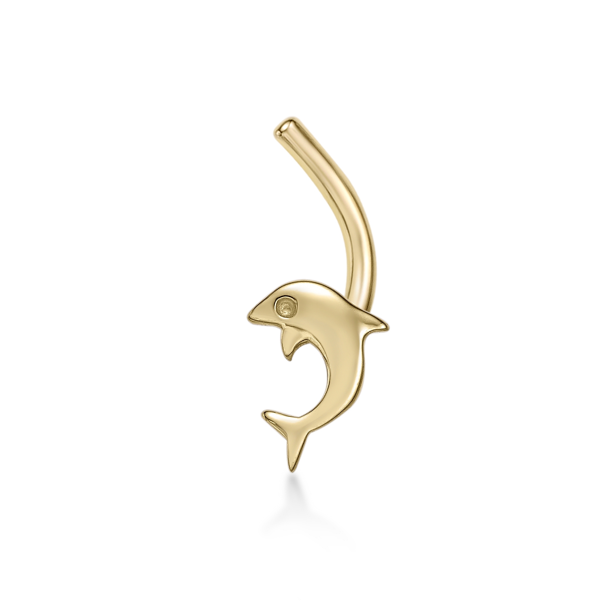 Lavari Jewelers Women's 5 MM Dolphin Curved Nose Ring, 14K Yellow Gold, 20 Gauge