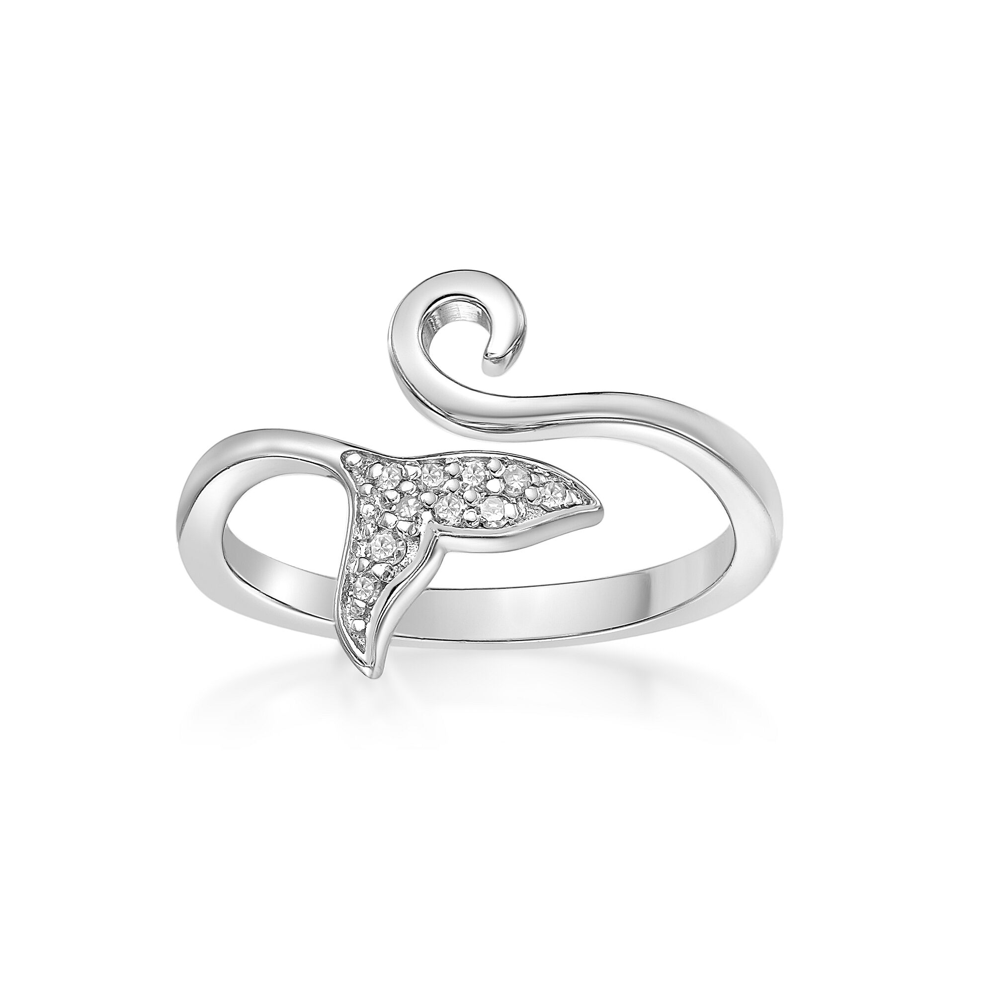Lavari Jewelers Women's Mermaid Tail Adjustable Toe Ring, 925 Sterling Silver, .044 Cttw