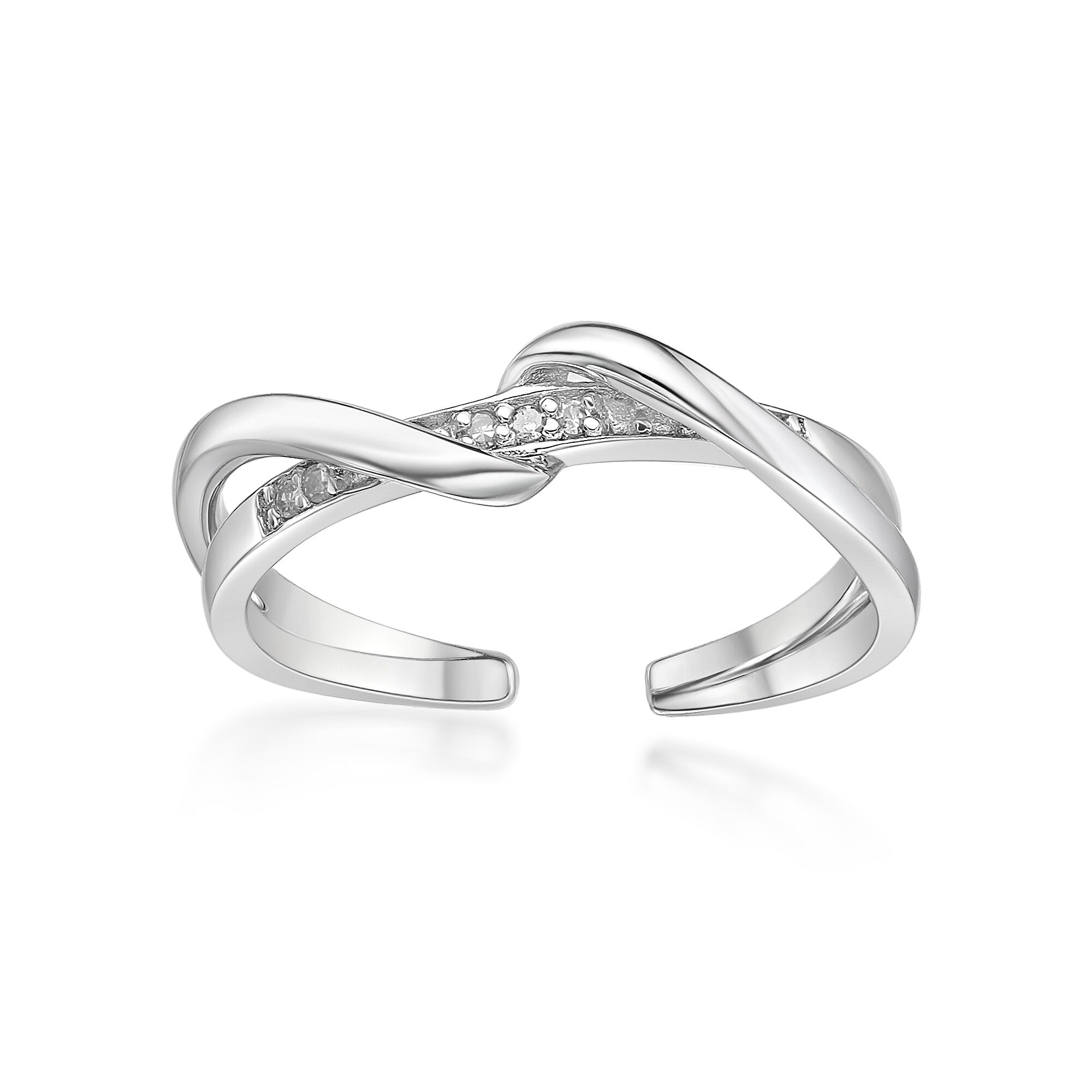 Lavari Jewelers Women's Dual Twisted Adjustable Toe Ring, 925 Sterling Silver, .035 Cttw