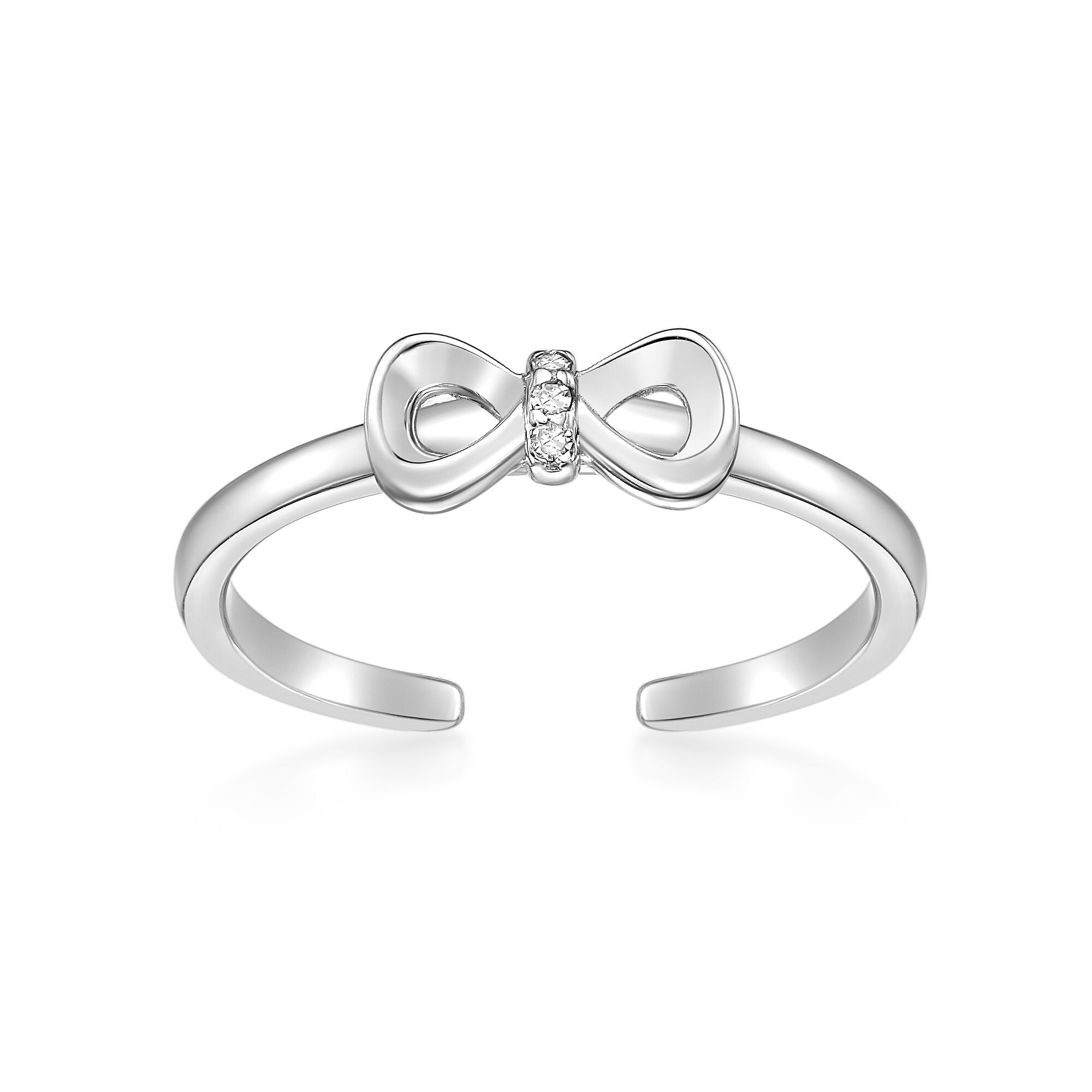 Lavari Jewelers Women's Bow Adjustable Toe Ring, 925 Sterling Silver, .015 Cttw