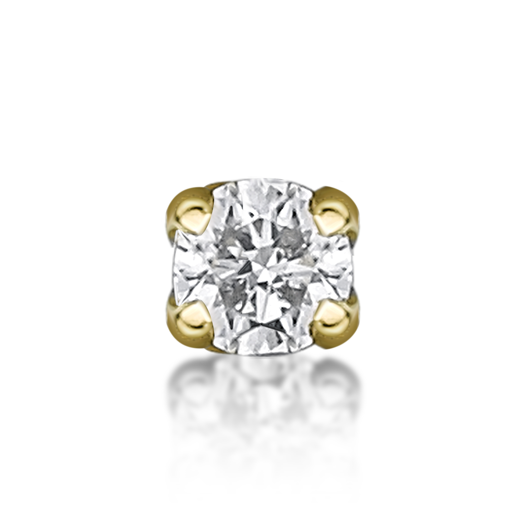 Lavari Jewelers Women's White Diamond 14K Yellow Gold Stud Nose Ring, 0.01 Carat, 18 Gauge