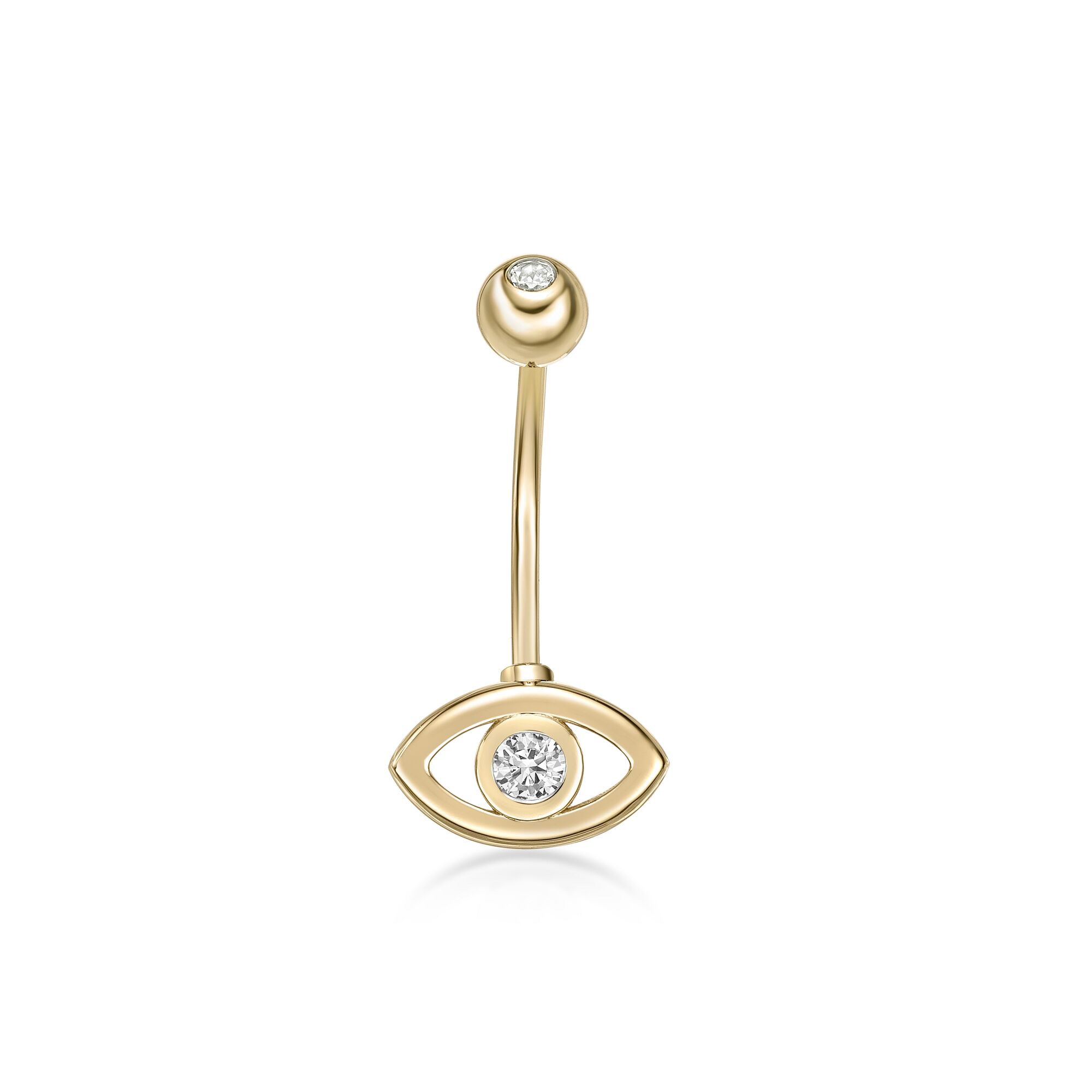 Women’s Cubic Zirconia Evil Eye Belly Ring, 10K Yellow Gold, 16 Gauge | Lavari Jewelers