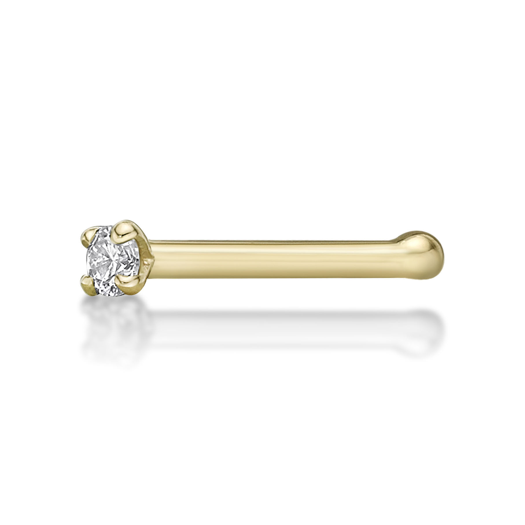 Women's White Diamond 14K Yellow Gold Stud Nose Ring, 0.01 Carat, 18 Gauge | Lavari Jewelers