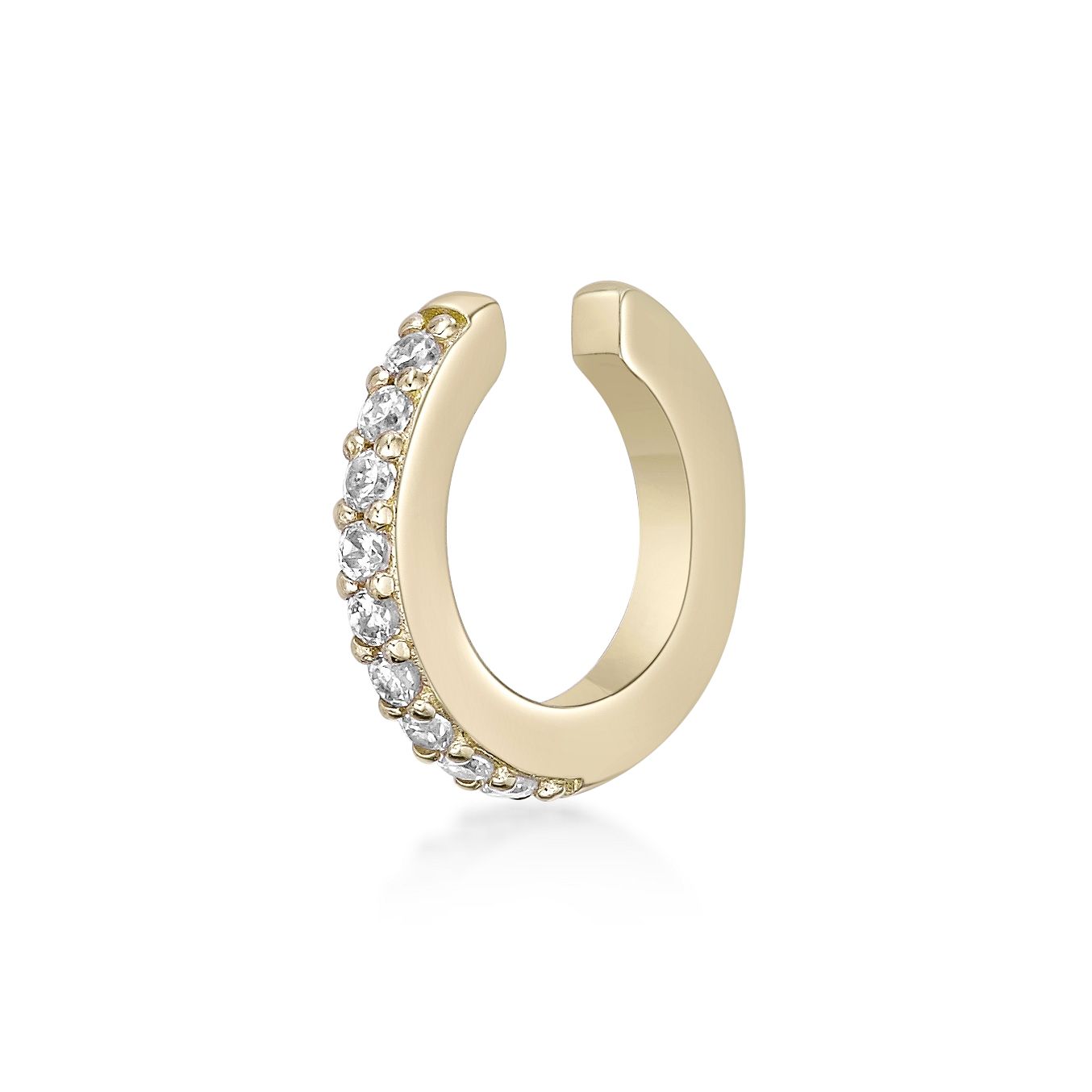 Women's Lab Grown Diamond Ear Cuff in 18K Yellow Gold-Plated Sterling Silver, 0.08 Carat | Lavari Jewelers