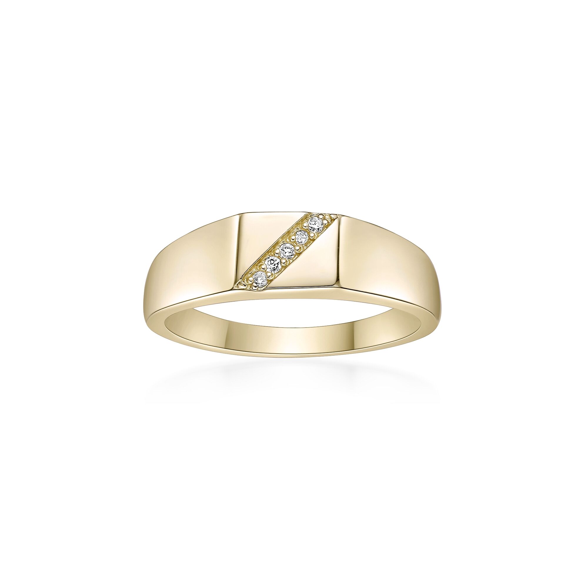 Women's Lab Grown Diamond Signet Ring 18K Yellow-Gold Plated Sterling Silver, 0.03 Carat | Lavari Jewelers