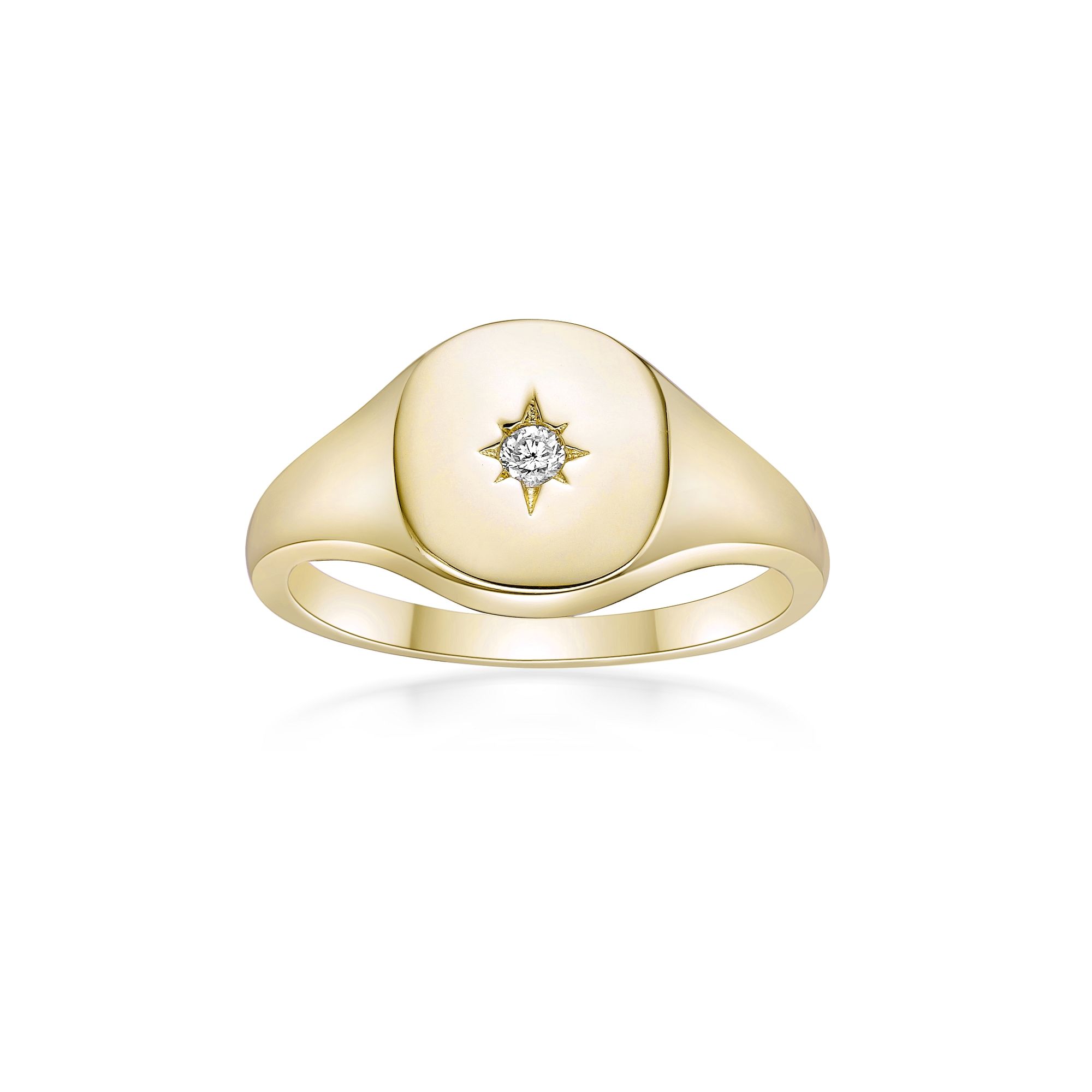 Women's Lab Grown Diamond Star Signet Ring in 18K Yellow Gold-Plated, 0.05 Carat | Lavari Jewelers