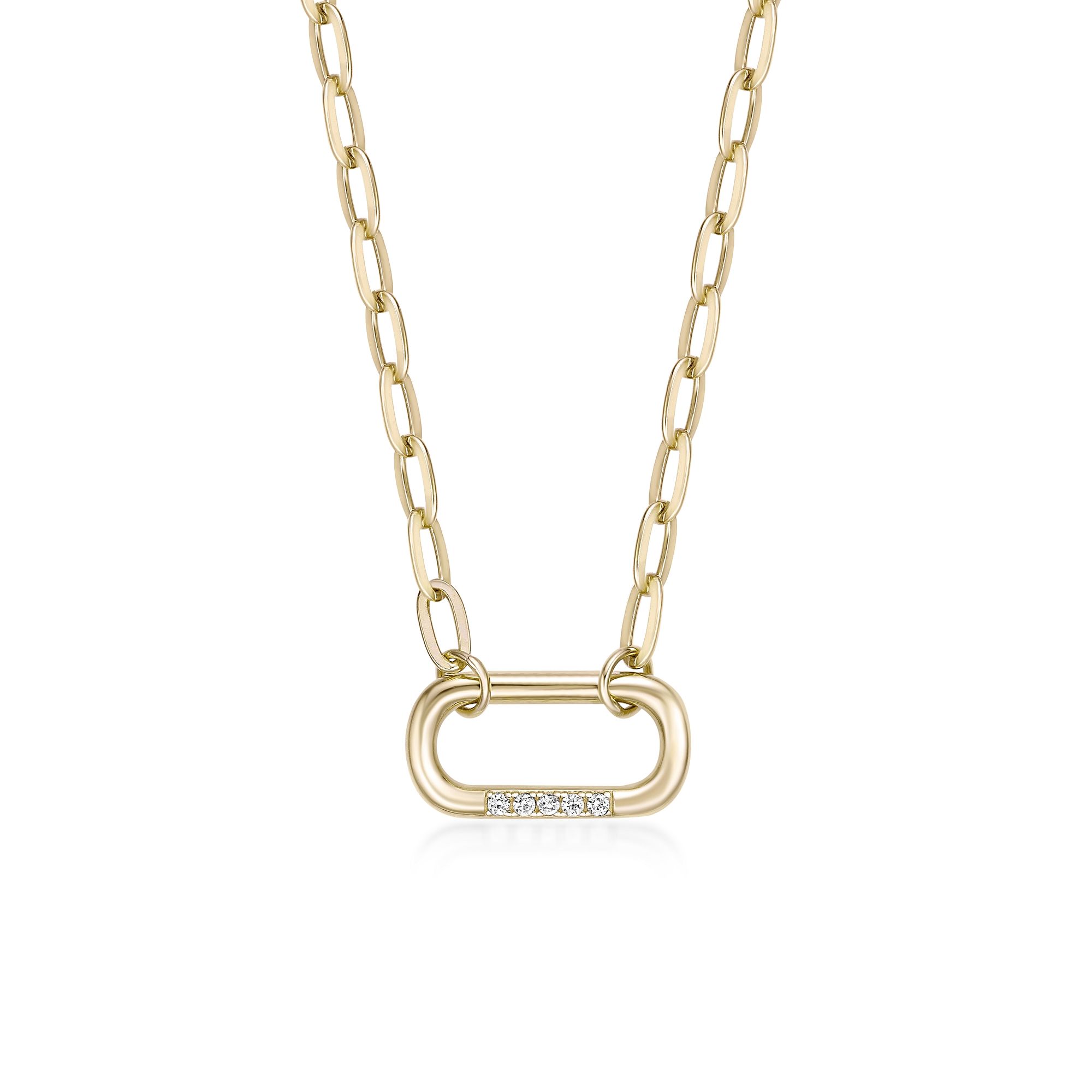 Women's Lab Grown Diamond Paperclip Necklace in 18K Yellow Gold-Plated Sterling Silver with Lobster Clasp, 0.04 Carat, 18" Link Chain | Lavari Jewelers