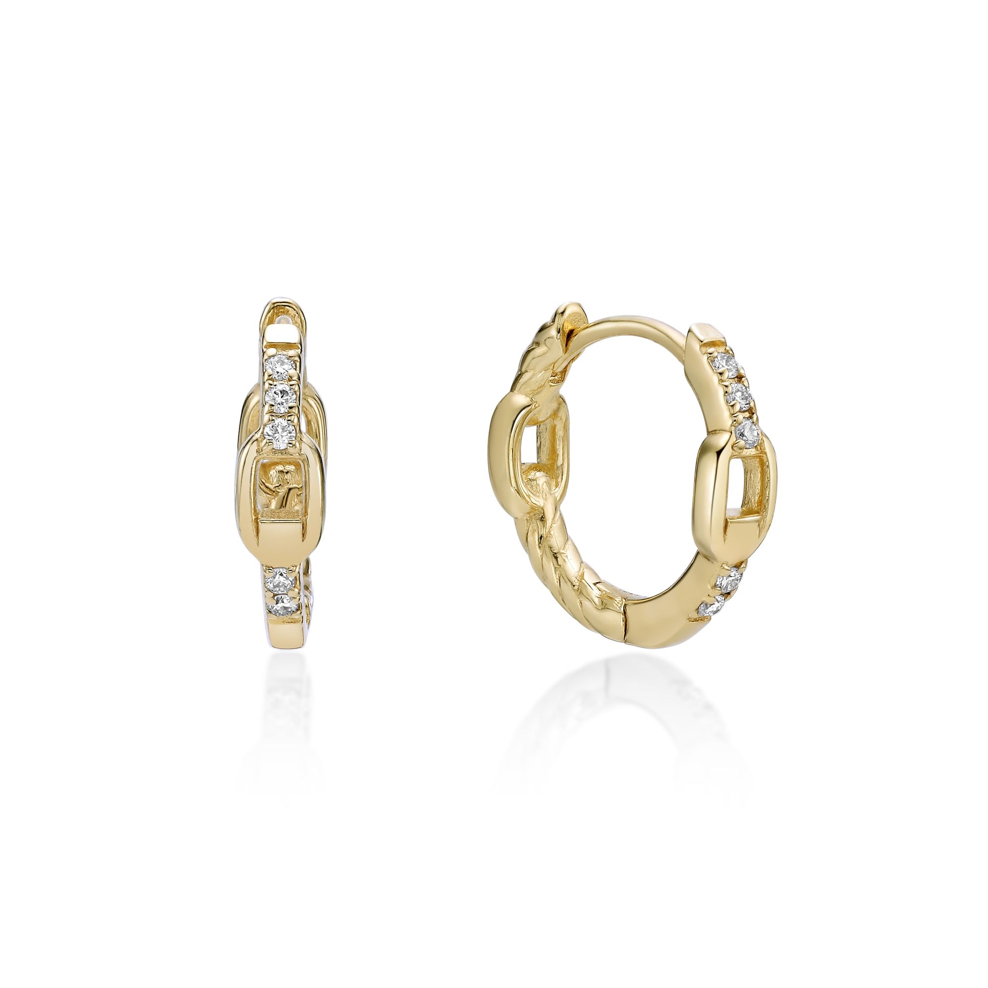 Women's Lab Grown Diamond Chain Earrings in 18K Yellow-Gold Plated Sterling Silver, 0.09 Carat | Lavari Jewelers