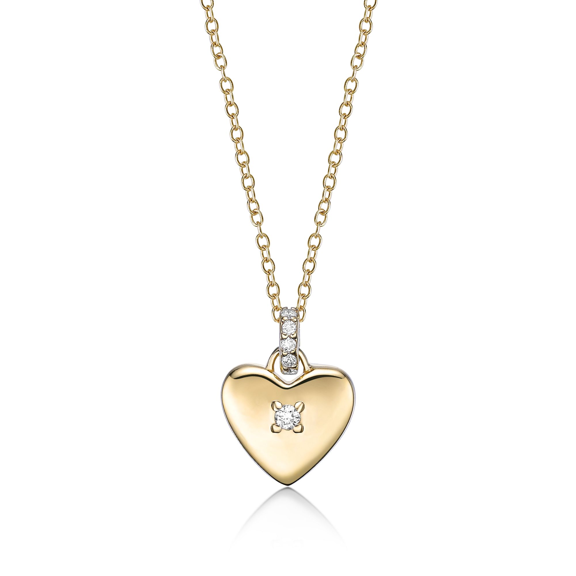 Women's Lab Grown Diamond Heart Pendant Necklace in 18K Yellow Gold-Plated Sterling Silver with Lobster Clasp, 0.36 Carat, 18" Cable Chain | Lavari Jewelers