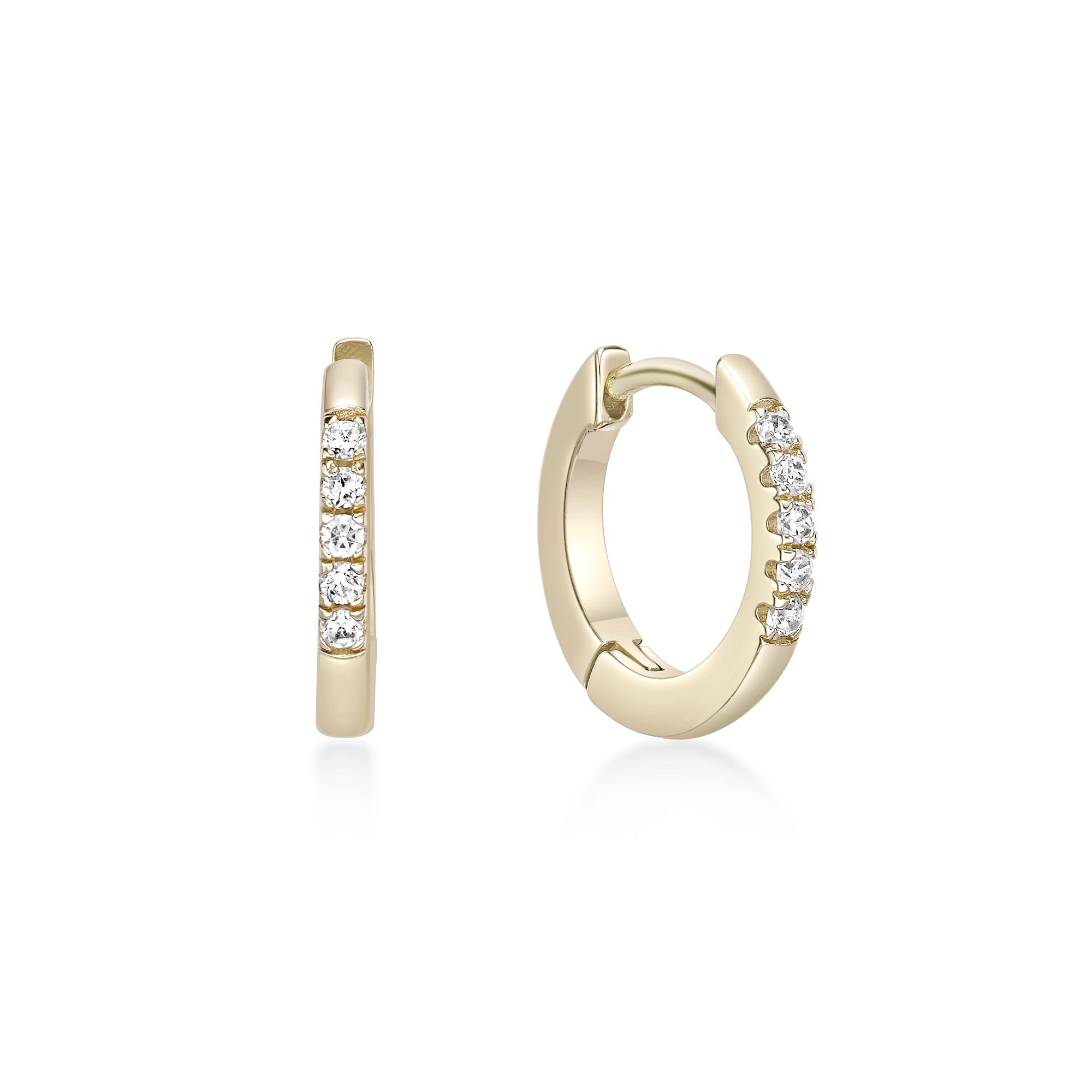Women's Lab Grown Diamond Hoop Earrings in 18K Yellow-Gold Plated Sterling Silver, 0.09 Carat | Lavari Jewelers