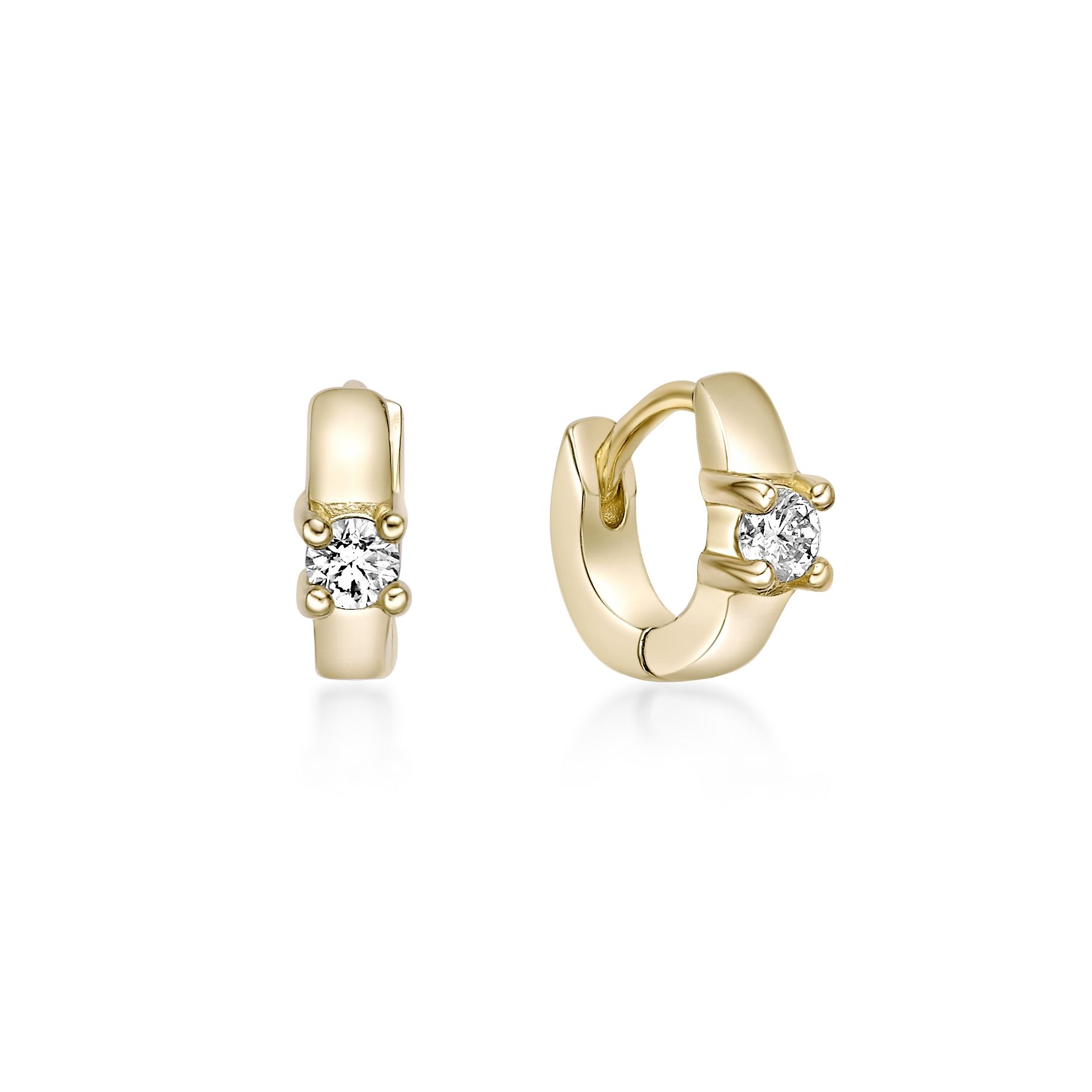 Women's Lab Grown Diamond Huggie Earrings in 18K Yellow-Gold Plated Sterling Silver, 0.10 Carat | Lavari Jewelers