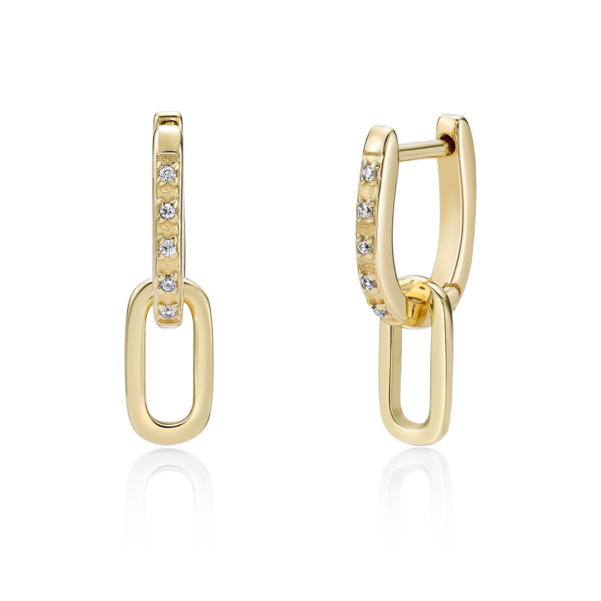 Women's Lab Grown Diamond Link Dangle Earrings in 18K Yellow-Gold Plated Sterling Silver | Lavari Jewelers