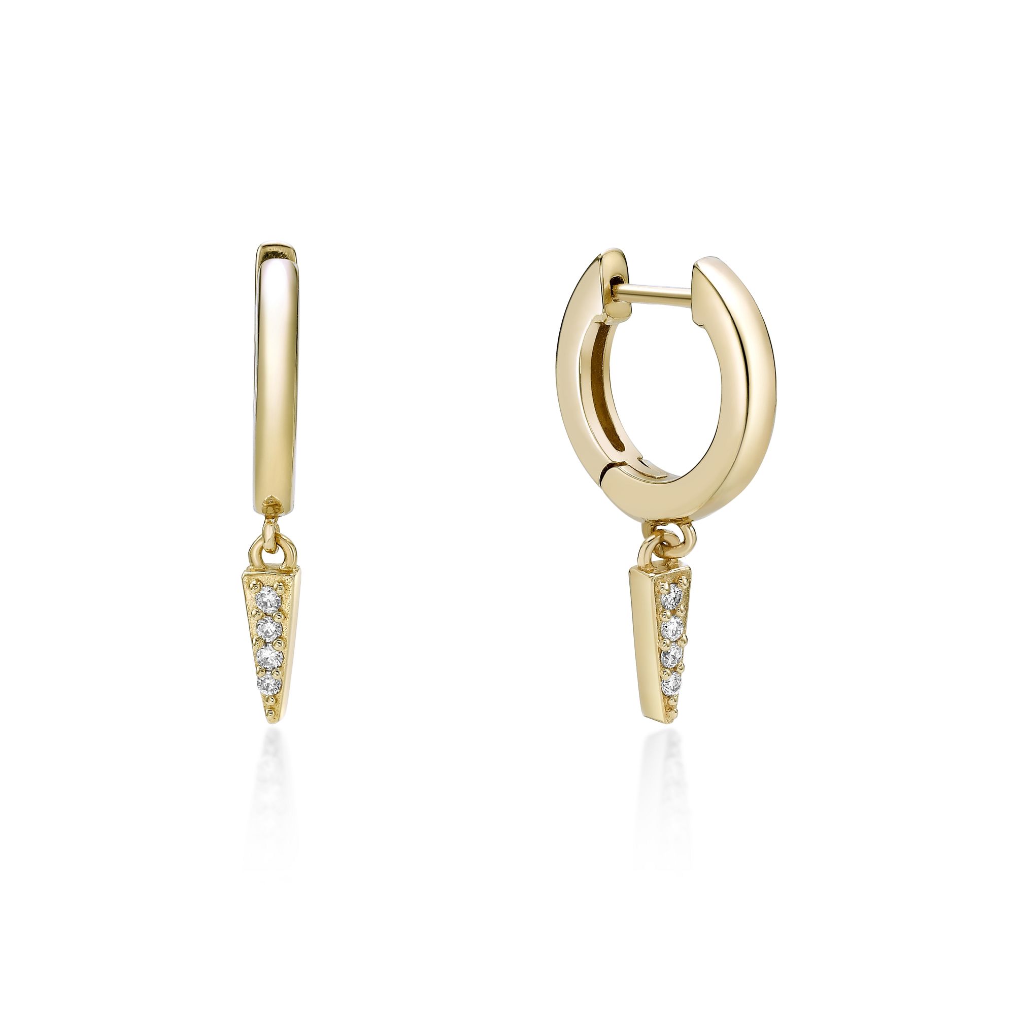 Women's Lab Grown Diamond Mini Spike Dangle Earrings in 18K Yellow-Gold Plated Sterling Silver, 0.06 Carat | Lavari Jewelers